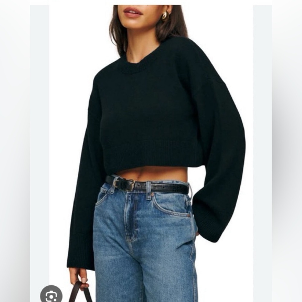 REFORMATION Paloma Cashmere Black Sweater L - Picture 3 of 6